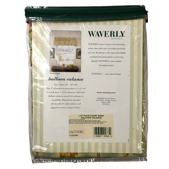 Waverly Palm Tree Coast Sand Balloon Valance Coastal Beach Hibiscus Made in USA - Picture 2 of 6